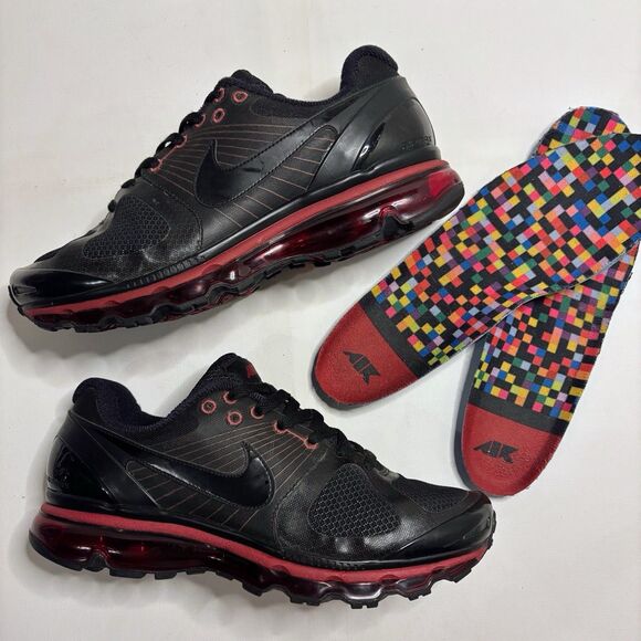 Nike Air Max+ 2010 Leather Black/True Red Running Shoes Size 9.5 Unisex Wmns-11
